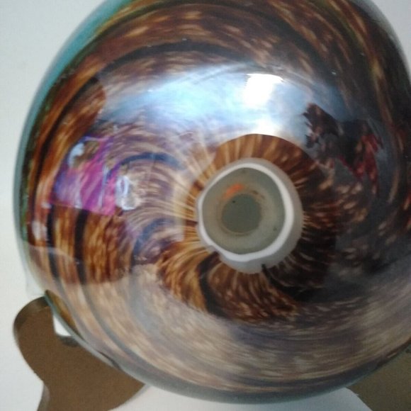 Hand Blown Glass Heart Paperweight Multi Color Swirl Glitter Spiral Center Heavy - Picture 6 of 11